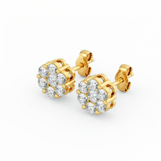 7 Stone Cluster Earrings