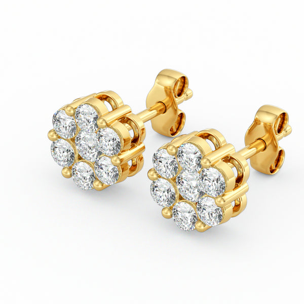 7 Stone Big Cluster Earrings